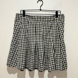 Maeve by Anthropologie Plaid Pleated Mini Skirt Black, White & Green - Size 14